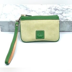 DOONEY & BOURKE Pebble Grain Leather and Canvas Wristlet or Coin Bag.